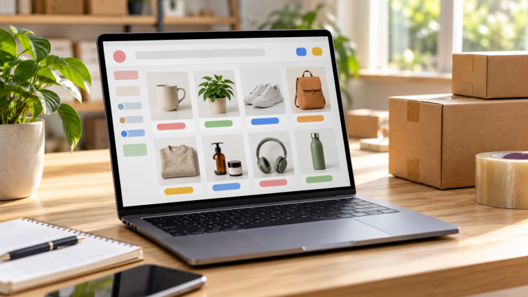 Estação de e-commerce com envios
