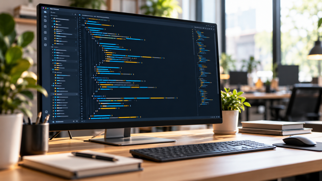 Código vibrante no monitor